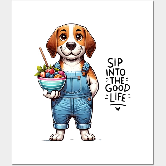 "Dip into the Good Life" - Beagle and Fruit Bowl Wall Art by WEARWORLD